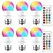 Yangcsl LED Light Bulbs 40W Equivalent, RGB Color Changing Light Bulb with Remote Control, E26 Base, Pack of 6