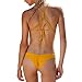 Bikini Factory Women Sexy Brazilian Style Braid Halter Cut Out Bikini Bathing Suit (M, Yellow)