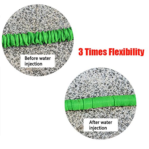 75ft Flexible Water Hose with 7 Way Spray Nozzle, Expandable Garden Hose with Double Latex Core,Durable Plastic Connector for Garden Watering, Car Washing, House Cleaning - Green