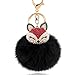JOUDOO Rabbit Ball Keychain with Rhinestone Fox Head Keyring GJ-001 (Black 1)