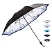 Compact Travel Umbrella for Women Vinyl Anti-UV Long Stick Lightweight Starry and Blossom Parasol for Sun and Rain Gift Choice Cypress J&B Umbrellas