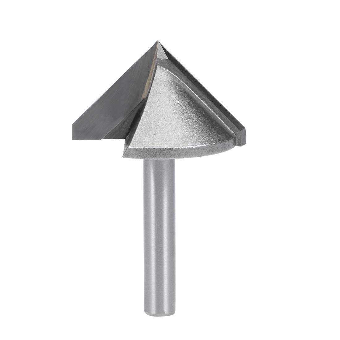 sourcing map 90 Degree V-Groove Router Bit 32mm Dia with 6mm Shank, Titanium Steel Tipped V Grooving Bit (Gray)