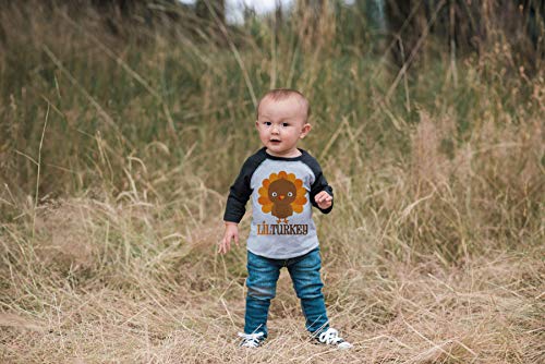7 ate 9 Apparel Baby Boy's Little Turkey Thanksgiving 2T Grey Raglan - Thumbnail 4