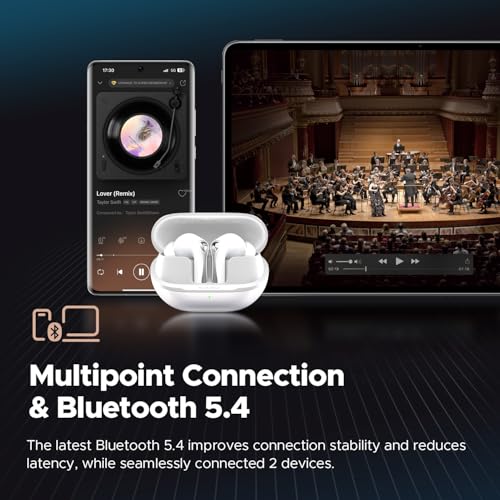 SoundPEATS Air5 Pro Wireless Earbuds with Adaptive Hybrid Noise Cancellation, Bluetooth 5.4 with Qualcomm Snapdragon Sound, 6 Mics aptX Lossless, LDAC LC3 Hi-Res Audio Bluetooth Earphones, 37H, APP