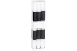 Zodax | Modern & Festive Formal Taper Candles | 10" | Set of 6 | Black & White