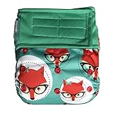 Charcoal Bamboo AIO All-In-One Cloth Diaper with Pocket, Hook-and-Loop (Foxy)