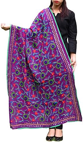 GiftPiper Phulkari Dupatta on Georgette Fabric (Purple)