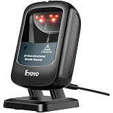 Eyoyo 2D USB Wired Desktop Hands-Free Barcode Scanner Omnidirectional | 1D UPC QR PDF417 Data Matrix Bar Code Reader, Automatically Scanning, for Retail Store Supermarket Mall Business
