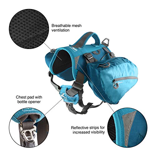 Kurgo Dog Saddlebag Backpack, Back Pack Dog Harness, Hiking Pack for