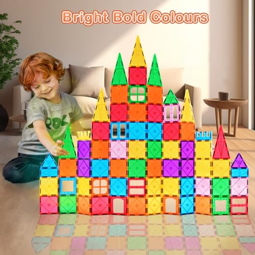 vatenick Magnetic Building Blocks Set 100PCS 3D Magnetic Blocks Tough Building Tiles Stem Toys Kids Christmas Birthday Gifts for Kids Ages 3 4 5 6 7 8 Year Old