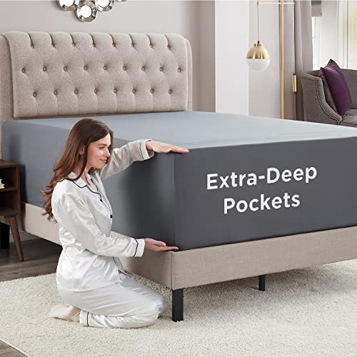 Empyrean Extra Deep Pocket Queen Fitted Sheet Only Grey Fitted Sheet
