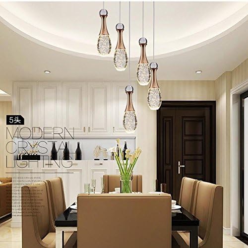 LED Pendant Light 5 flamig Crystal Light Suspension Light Hanging lamp Perfume Bottle Shape Warm Light 25W Modern Crystal Stainless Steel Aluminum Diameter 8.5cm LED SMD Round Ceiling Plate