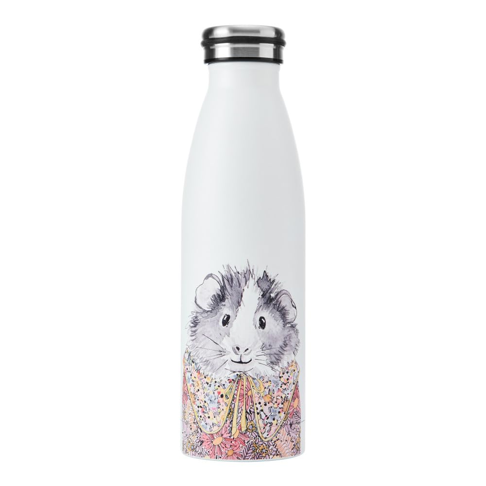 Mikasa Tipperleyhill Double-Walled Stainless Steel Bottle, 500ml Vacuum-Insulated Drinks Bottle Keeps Drinks Cold and Hot, BPA-Free Stainless Steel Hydration Bottle with Guinea Pig Print