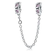 Clip Lock Spacer Stopper Charm Bead Love Heart Charm Bracelets for Women 925 Sterling Silver Safety Chain Charms for Pandora Bracelets