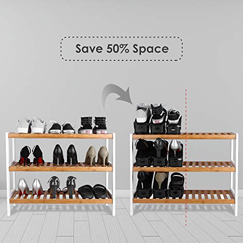 femor Large Shoe Slots, Shoe Organizer for Men, Adjustable Shoe Rack for Large Size Shoes(Men) - Double Layer Stack - Space Saver Storage Rack Holder 8-Pack (11.4Inch，Black) - Thumbnail 5