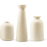 Ceramic Vase,Small Vases for Decor,Set 3 Modern Boho Vases for Flower Pampas,Fit for Living Room Desk Shelf Decor (Beige)