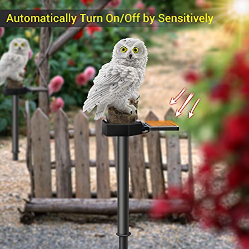 2 Pack Owl Solar LED Lights, 2 Pack Garden Waterproof Decorative with Stake for Outdoor Yard Pathway Outside Patio Lawn Decor Scare Birds Away