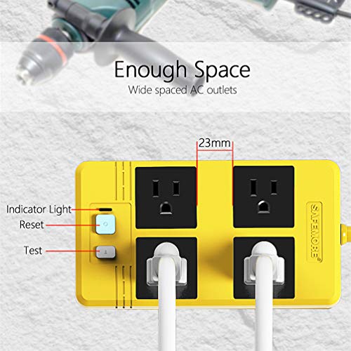 SAFEMORE GFCI Power Strip 4 Outlet Surge Protector with RCD Leakage