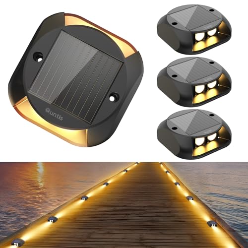 Solar Decking Lights 4 Pack, Warm White Solar Ground Light IP65 Waterproof, Pressure Resistant 3 Tons Driveway Lights for Stair Garden Step Pathway Walkway Patio Front Door,4packs