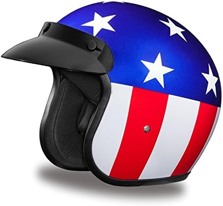 DOT US Flag Captain America Three Quarter 3/4 Open Face Motorcycle Helmet (Size XL, X-Large)