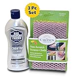 BAR KEEPERS FRIEND Cooktop Cleaner Kit. Liquid (13 OZ) and Non Scratch Scouring Dishcloth | Multipurpose, Glass Ceramic Stovetop, Soft Cleaner and Non Scratch Dish Cloth