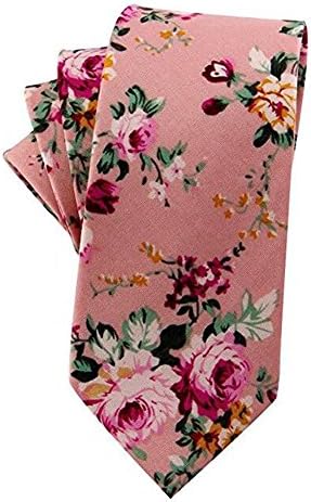 Qianyi Skinny Cotton Printed Floral Neckties Ties Neck Tie for Men (008)