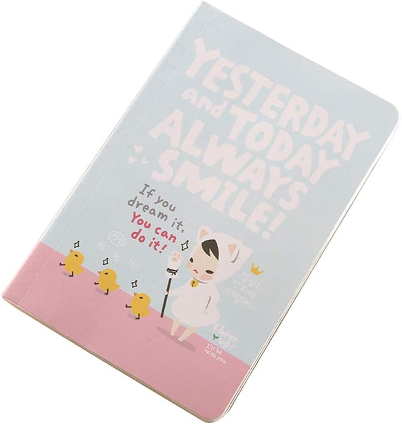 Zentto Notebook Today And Yesterday Always Smile Thicken Journal Planner Plastic Cover Diary Notepad For Girls Boys Student's 12 Months Plan (Sky-blue)