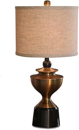 American Simple Bedside Lamp Fabric Lampshade Light For Living Room Study Office Bedroom Reading Nightstand Lamp M 20 05 14 Size Button Switch Amazon Co Uk Kitchen Home