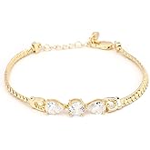 TANTIUE Bracelet for Women 14K Gold Plated Cubic Zirconia Bracelet, Classic Crystal Cuban Chain Bracelet, Delicate Snake Link Bracelet Gift for Her