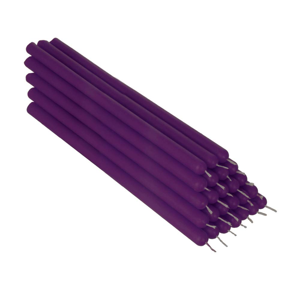 NKlaus 25x Purple Beeswax 21cm sootfree Table Candles Handmade Ritual Candle drip Candles 36336