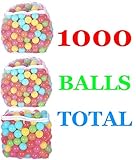 BalanceFrom 2.3-Inch Phthalate Free BPA Free Non-Toxic Crush Proof Play Balls Pit Balls- 6 Bright Colors in Reusable and Durable Storage Mesh Bag with Zipper, E. 1000-Count
