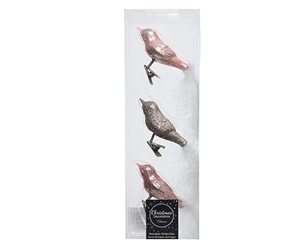 Decoris 120910 Vögel Aus Glas Rosa Perle Mit