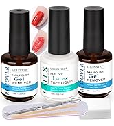 LOUINSTIC Gel Polish Remover for Nails - 2 Pack Gel Nail Polish Remover and Latex Tape, 3-5 Minut...