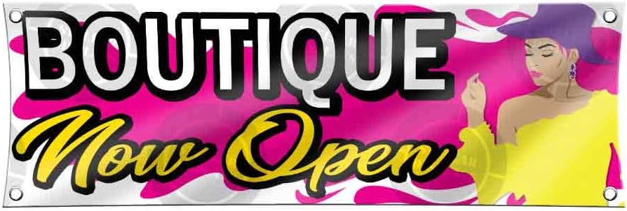 Amazon Com Boutique Now Open Banner 24 Inches X 52 Inches Open