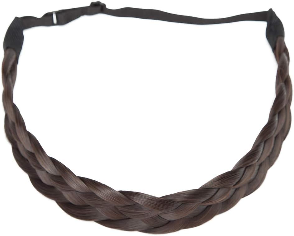 Hair Extension Braided Headband Thick Chunky Braided Headband Accessory Costume Hairpiece for Women Girls Medium-1 Inch - Dark Brown - Image 3