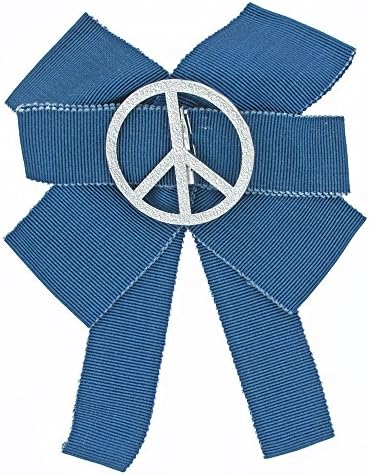 Ribbon Brooch, Web Grosgain, Bow Pin, Neck Tie, Gift Box, Designer Jewellery, Blue, Peace Charm, Charm Jewelry, Silver Plated, Female Bow