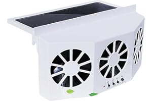 MYUOOT Solar Power Car Exhaust Fan with Three Air Outlet ABS Vehicle Window Ventilador Radiator Cooling Vent, Car Solar Power Air Vent Radiator Fans Auto Ventilation Fan,1 Pack, White