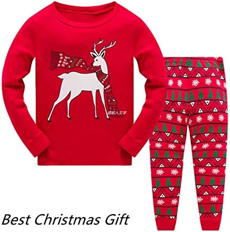 Baby Girls Christmas Pyjamas Set Kids Reindeer Costume Winter Long Sleeve Pjs Nightwear Sleepwear for Toddler Boys Childrens