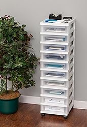 IRIS Medium 10-Drawer Cart with Organizer Top, White