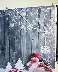 FiVan Wood and Snowman Design Photo Backdrop For