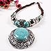 Qiyun (TM) Chunky Turquoise Blue Pendant Wood Beaded Chain Necklace Tibet Necklace Earrings