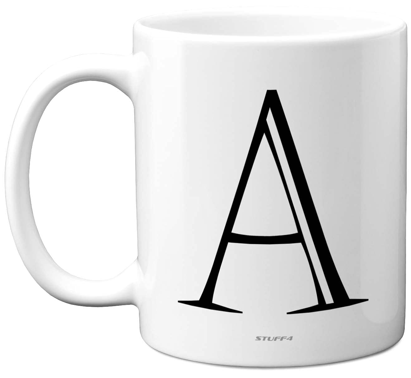 Stuff4 Personalised Alphabet Initial Mug - Letter A Mug, Gifts for Him Her, Fathers Day, Mothers Day, Birthday Gift, 11oz Ceramic Dishwasher Safe Anniversary, Valentines, Christmas, Retirement