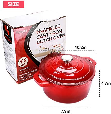 Puricon Cocotte Fonte Ronde, 26 CM Cocotte Polyvalente en Fonte Emaillée Casserole, Conserver Les Valeurs Nutritionnelles et Les Saveurs, Cuisson Plus Sûre et Plus Facile, 5.2 L pour 5-7 Personnes - Cuisine A Vivre Puricon Cocotte Fonte Ronde, 26 CM Cocotte Polyvalente en Fonte Emaillée Casserole, Conserver Les Valeurs Nutritionnelles et Les Saveurs, Cuisson Plus Sûre et Plus Facile, 5.2 L pour 5-7 Personnes