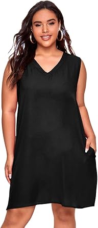 plus size sleeveless shirt dress
