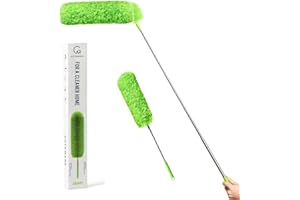 GÜTEWERK Extendable Microfiber Feather Duster, Feather Dusters for Cleaning, Ceiling Fan Dust and Cobweb Cleaner - Electrostatic Bendable Head - up to 100 Inch