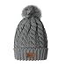 OMECHY Women's Winter Knit Hat Trendy Slouchy Beanie with Warm Fleece Lining Skull Chunky Soft Thick Cable Ski Cap Grey