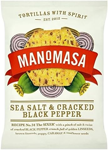Manomasa Sea Salt &amp; Cracked Black Pepper Tortilla Chips 160g - Pack of 2