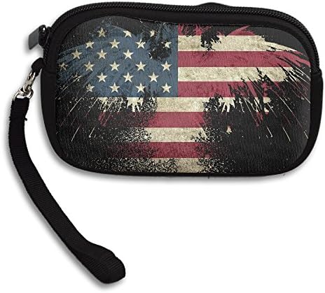 Jimres Women Wristlet Bag Small Wallet With Zipper Coin Purse Americana Flag Pattern Ladies Wallets Clutch Bag