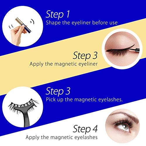 Reusable Magnetic Eyelashes and Eyeliner Kit, 5 Pairs Multi Styles Waterproof Natural Look False Eyelashes Easy to Apply, Best Gifts for Girls or Women(No Glue Needed)