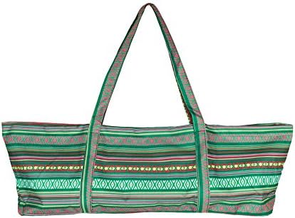 Yoga Mat Tote Bag, Duffle Bag Sling Carrier with Pocket and Zipper Extra Wide Fitting All Standard Size Yoga Mats & Accessories (Green)